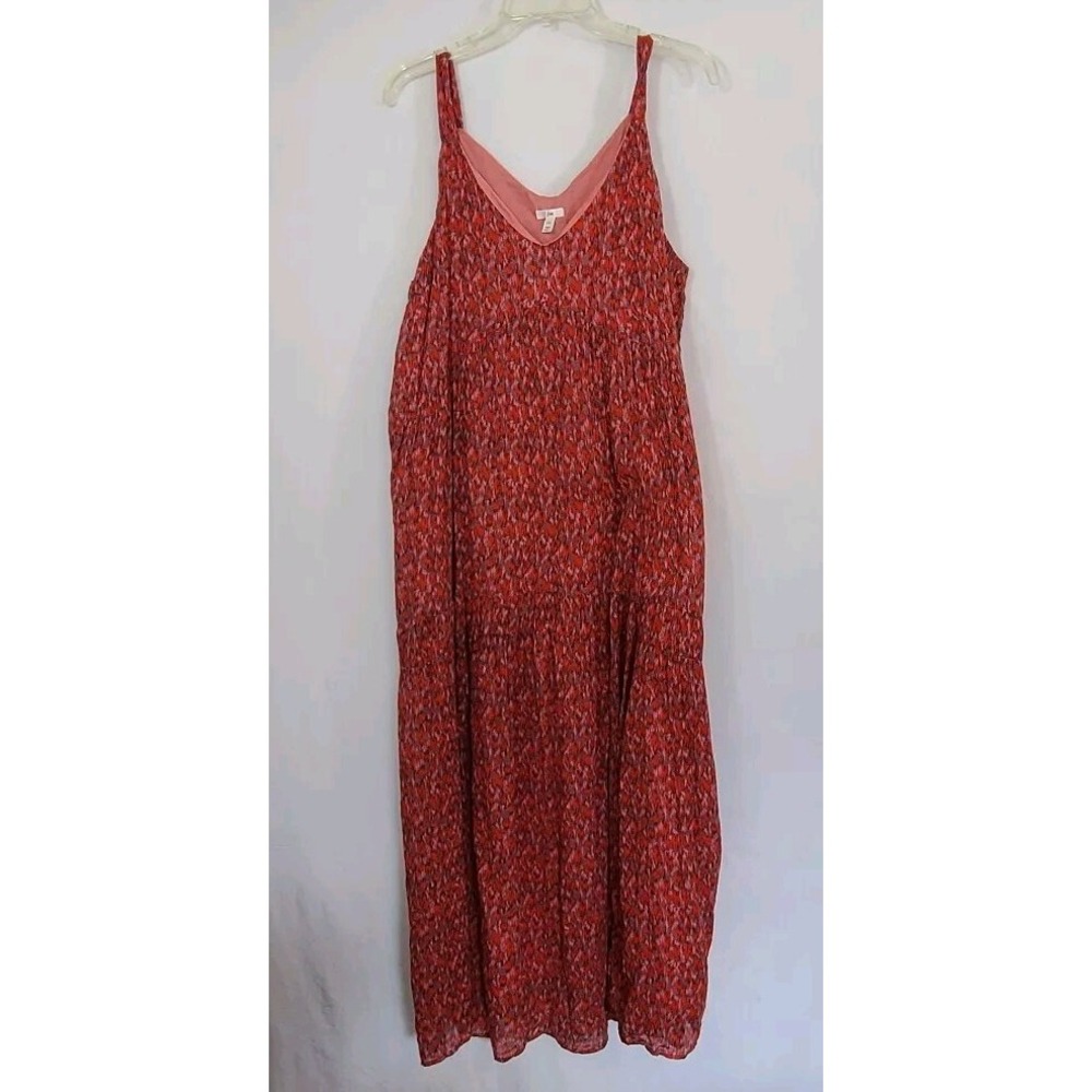Joie Maxi Dress L, Sleeveless Tiered Fairy Summer Dress Tea Rose Beach Resort